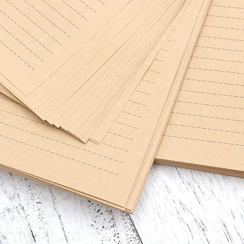 Miniatura 2 de TOYANDONA 100 hojas de papel de estraza vintage de papel estacionario A5 con forro de papelería para escribir letras personalizadas, poemas