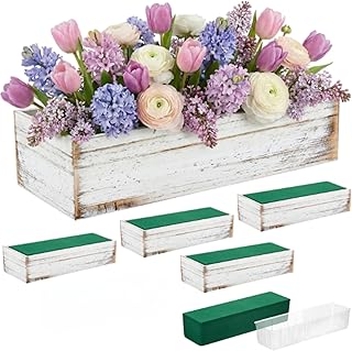 Dandat 5 Set Wood Boxes for Centerpieces 16x4 Inch Rectangle Wooden Plan...