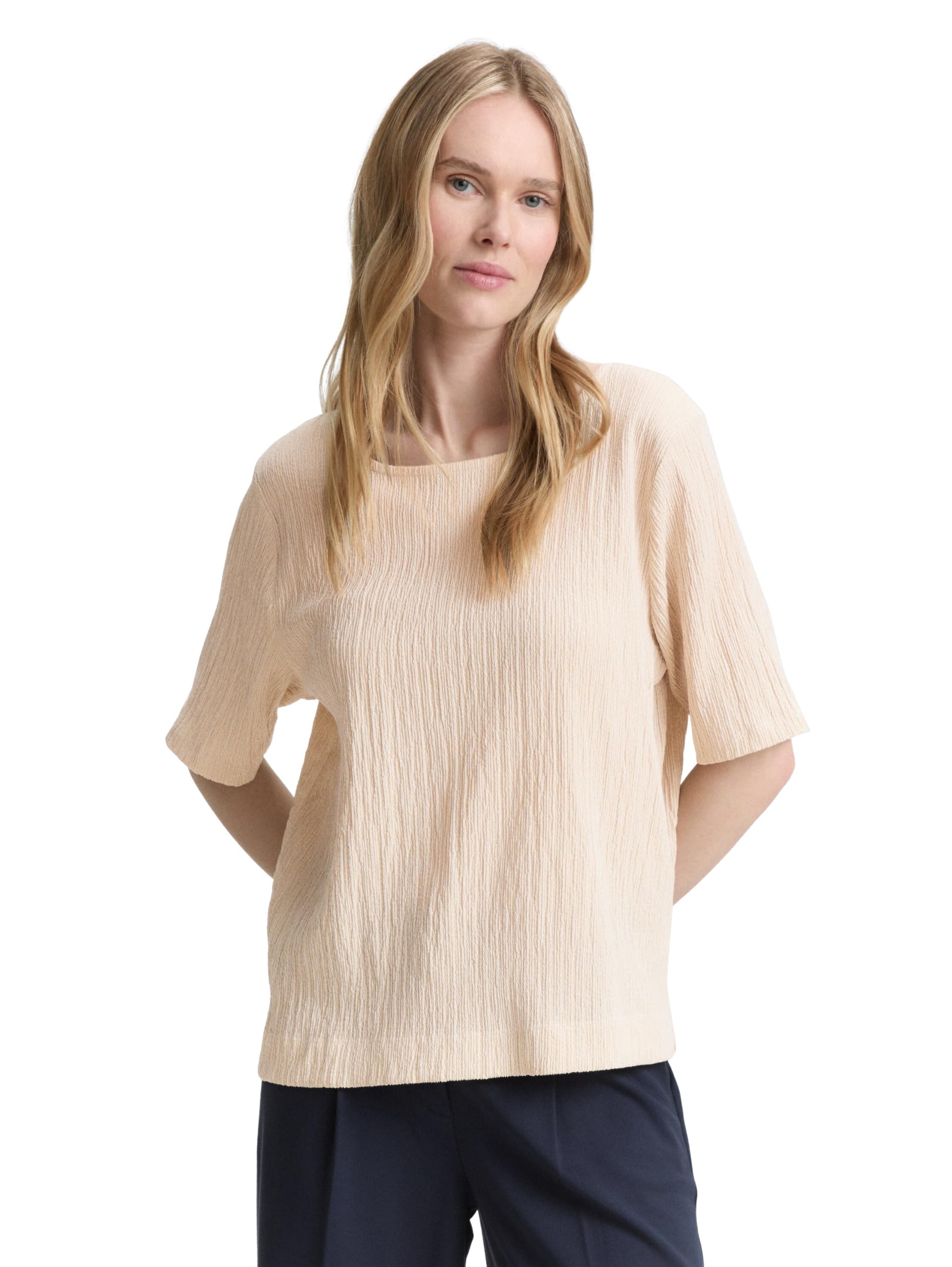 TOM TAILOR Women's T-Shirt, 38002 - Champagne Structure, XXS