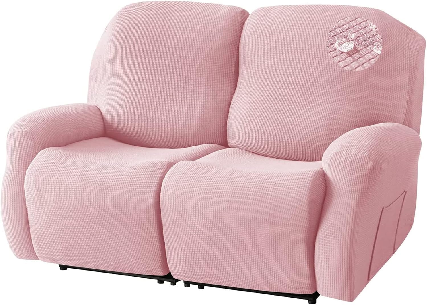 Funda impermeable para sillón reclinable elástica rosa jacquard de 2 plazas