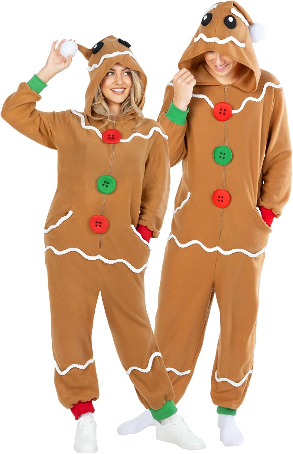 Morph Unisex Gingerbread Man Costume Women, Gingerbread Costume Adult Christmas Costumes For Adults