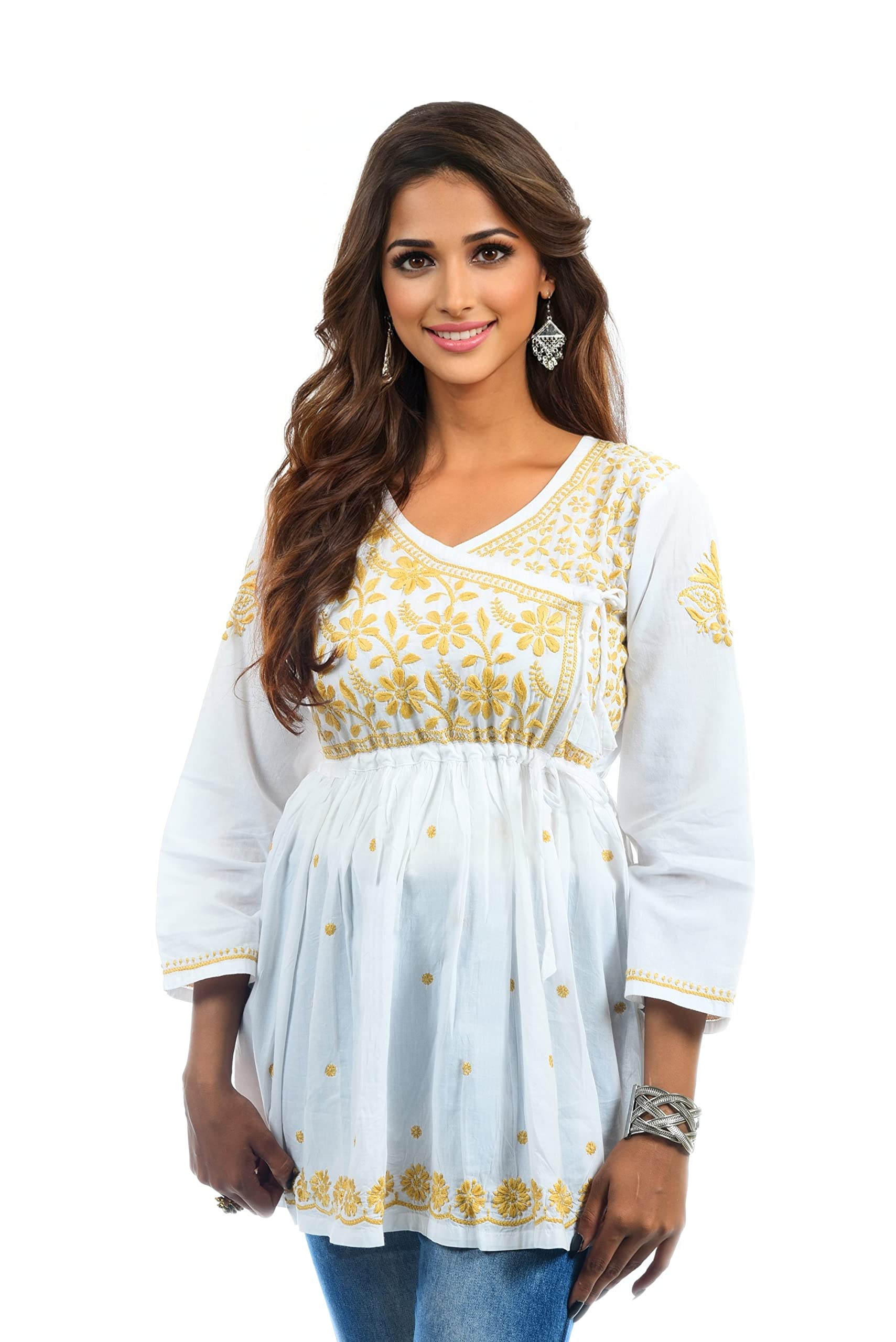 Nature Thread Lucknowi Hand Embroidered Chikankari Kurti for Women