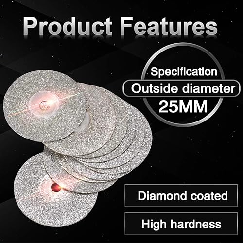 Miniatura 3 de KATUR 10 hojas de sierra circulares de disco de pulido de diamante de 0.984 in, discos de corte, muela de pulido, hoja de sierra, herramientas