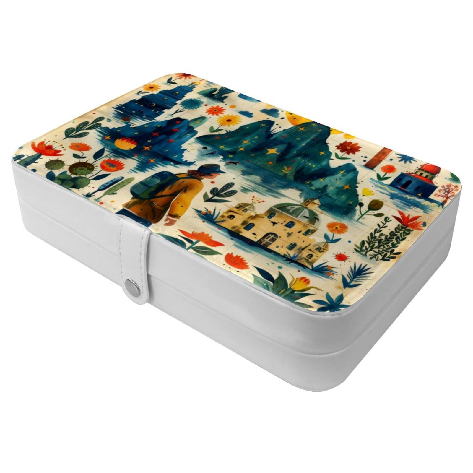 Boîte à bijoux pour femmes et filles avec étui de rangement de bijoux élégant et compact