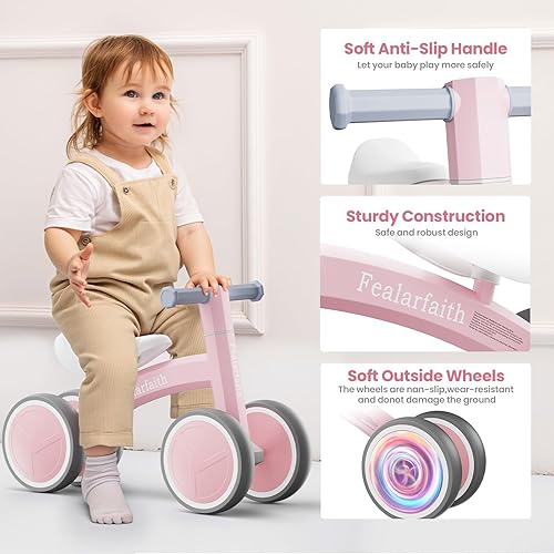 Miniatura 6 de Bicicleta de equilibrio de bebé para niños de 1 año, primera bicicleta para niños pequeños con 4 ruedas de iluminación coloridas, bicicleta de