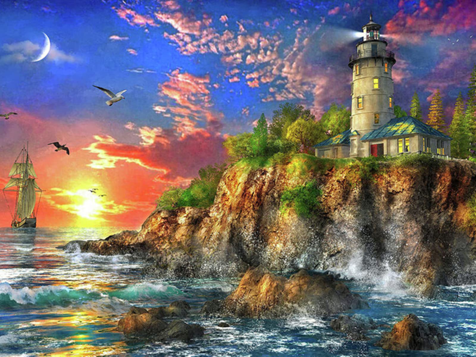 1000 Stück Für Erwachsene Puzzle Leuchtturm von Qiming 3D-Puzzles FüR Erwachsene Und Kinder Ab 10 Jahren Fertige Größe 75×50cm