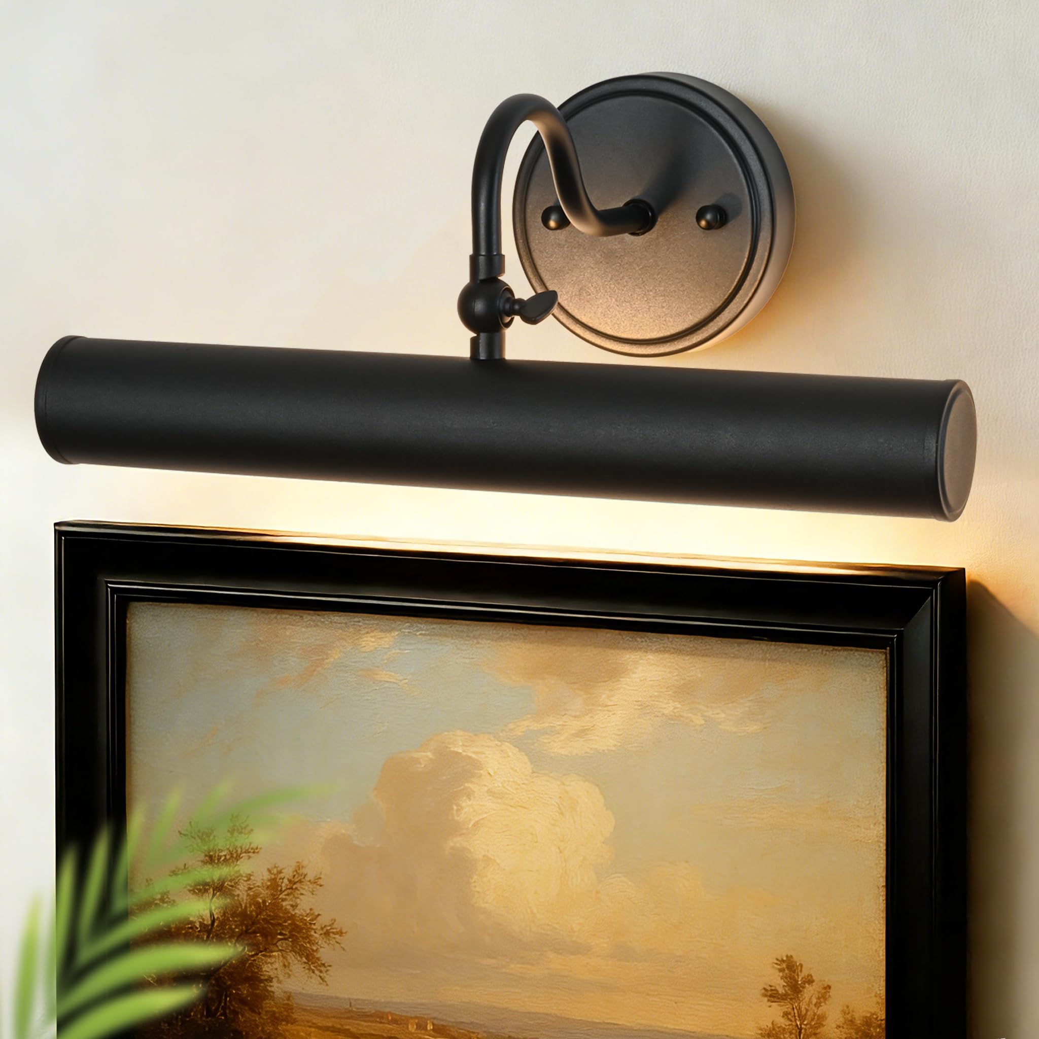 Photo 1 of Hardwired Picture Lights for Wall,15 Inch Black Vintage Picture Sconce,E12 Base,330° Rotatable,2-Light Gallery Art Lighting for Paintings,Artwork,Portrait,Vanity & Mirror Accent (Bulb Not Included)
