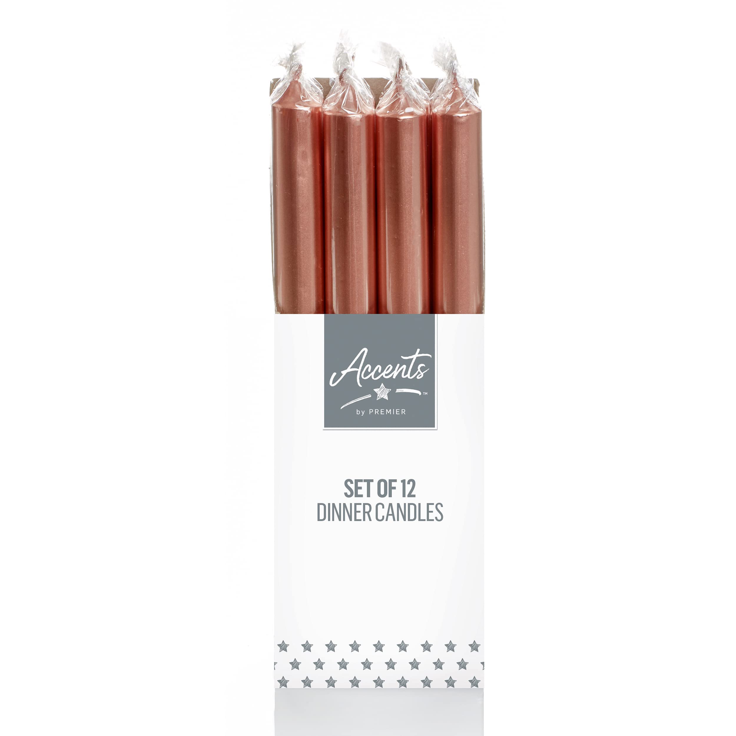 Accents Unscented 25cm Rose Gold Dinner Candles Box 12
