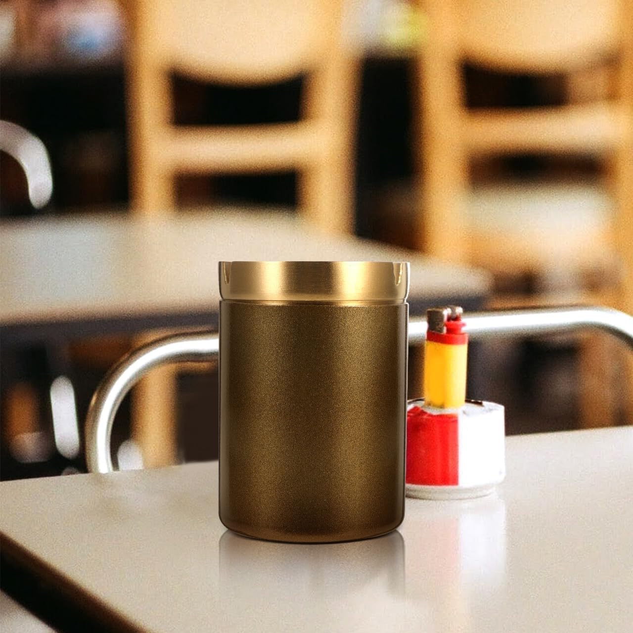 MAGICLULU Ashtray with Lid Compact 4.21X2.99X2.99In Domestic Ashtray for Home and Office Stainless Steel Smokeless Container for Clean Indoor Smoking Areas