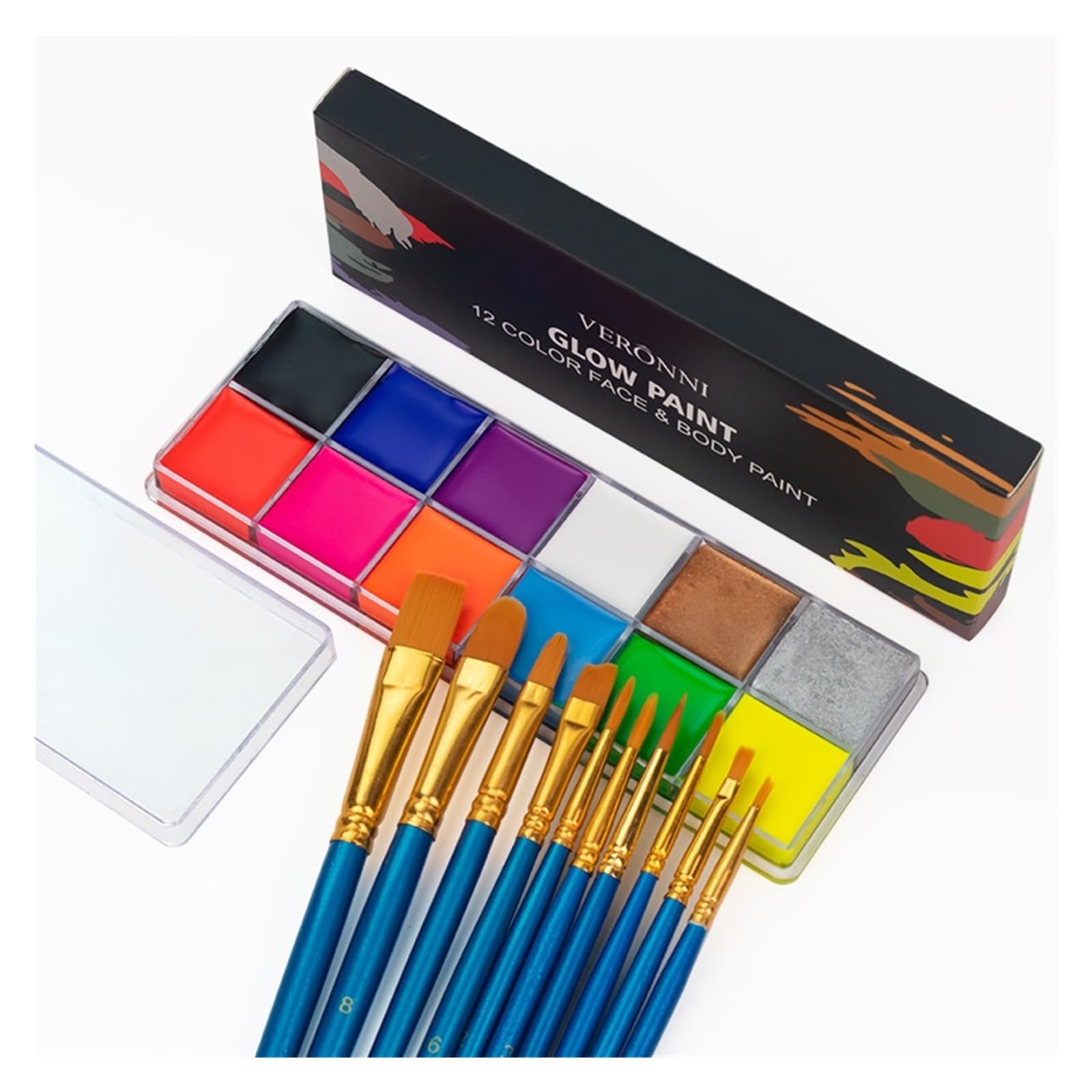 Körperbemalungspalette Körper- und Gesichtsbemalungspalette mit 5 Pinseln(2pcs with 10 brush)