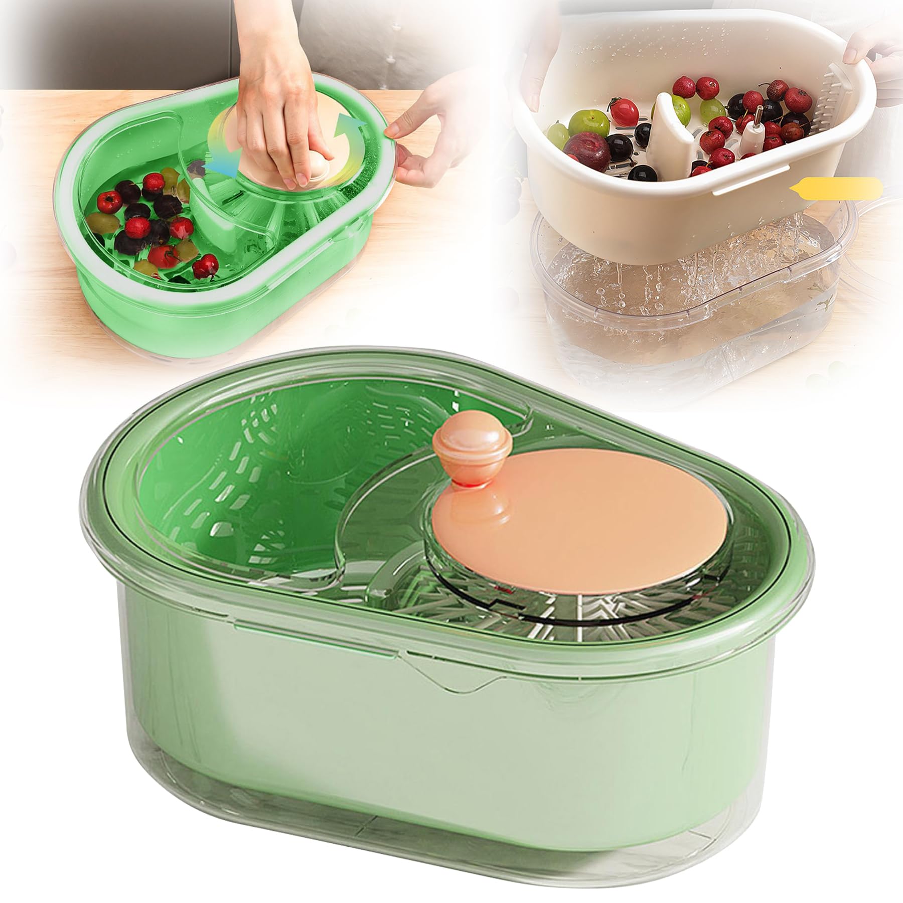 Limpiador de frutas giratorio para ensaladas saludables en la cocina familiar
