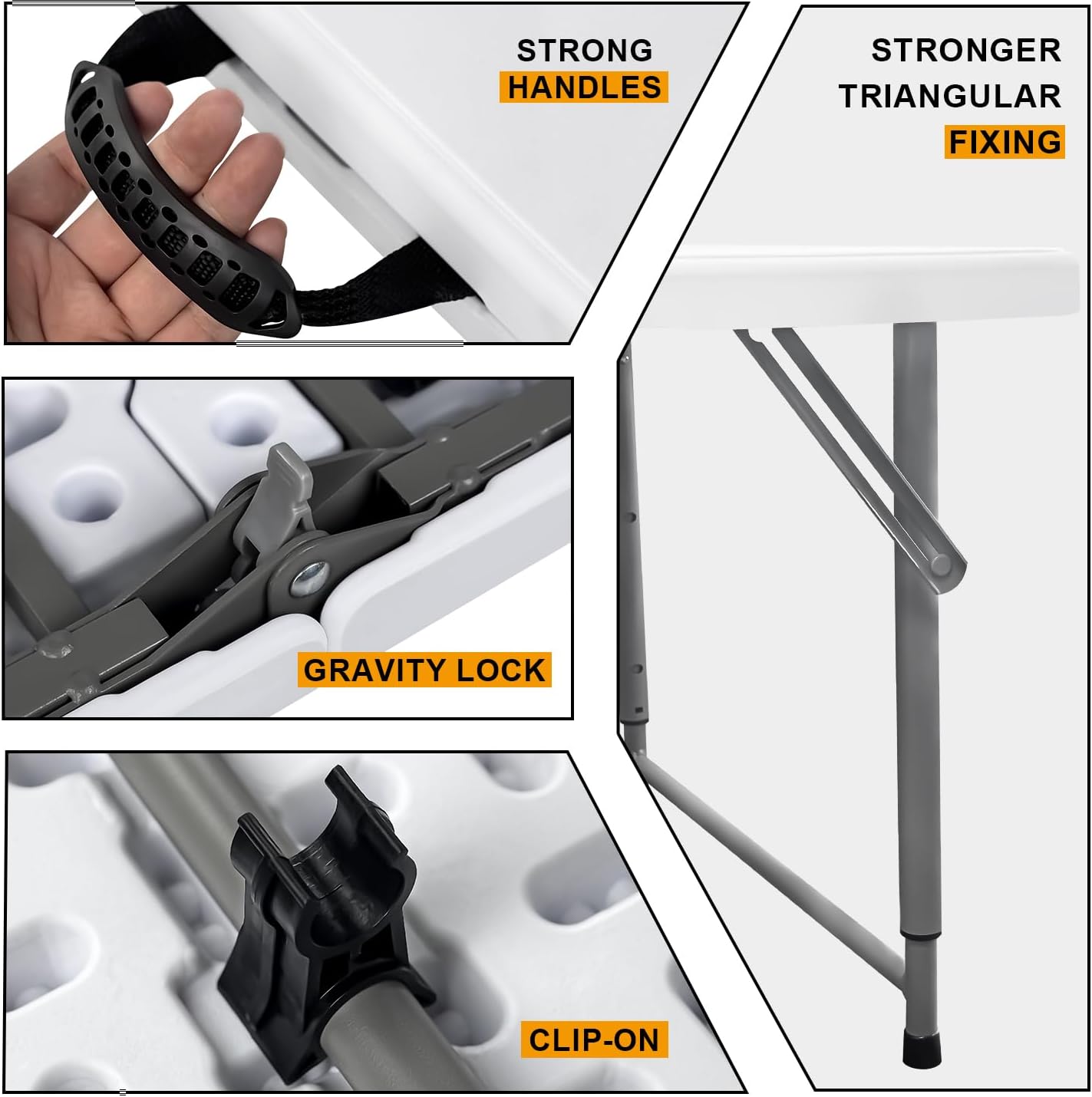 48" W x 24" D x 29.5" H - Folding Table Heavy Duty Portable, White Plastic Folding Utility Folding Table for Camping, Picnics & Parties