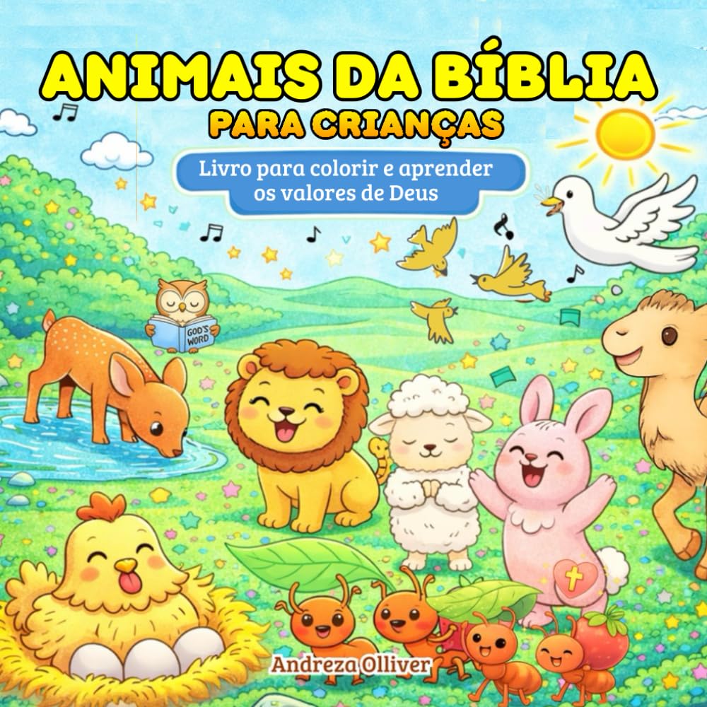 Animais da Bíblia para crianças: Livro para colorir e aprender os valores de Deus
