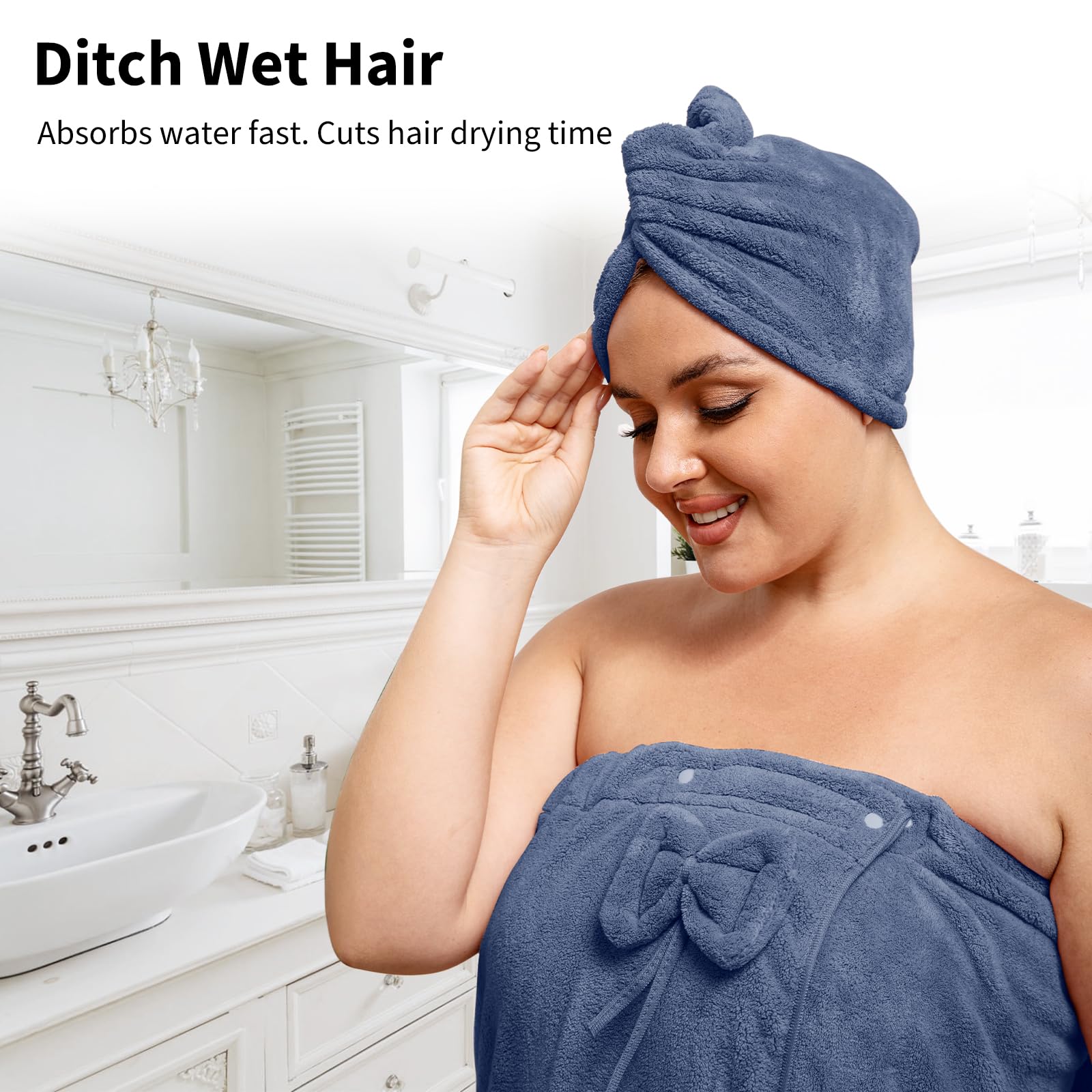 Plus Size Bath Skirt Shower Cap Plus Size Towel Wrap With Hair