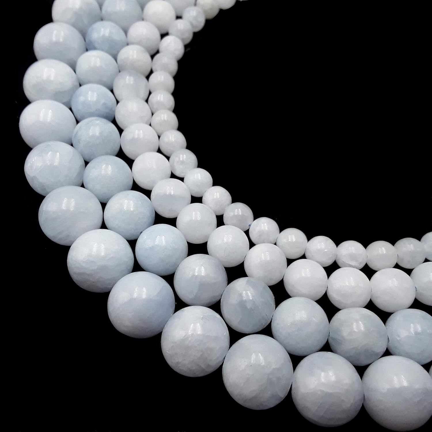 JM Design Natural Blue Calcite Smooth Round Beads 12mm 15.5 Strand for Jewelry Making, Arts and Craft