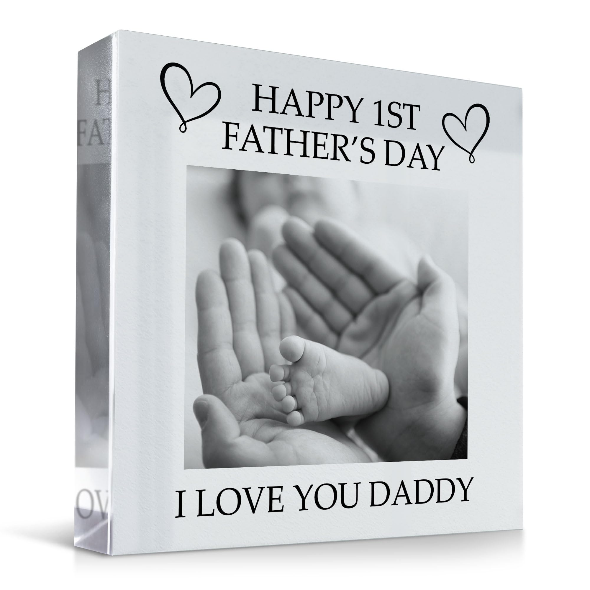 RED OCEAN Happy 1st Fathers Day Gift For Daddy Personalised Photo Block Gift From Bump New Baby Girl Boy First Fathers Day Gift New Daddy Gifts I Love You Daddy Gift Keepsake