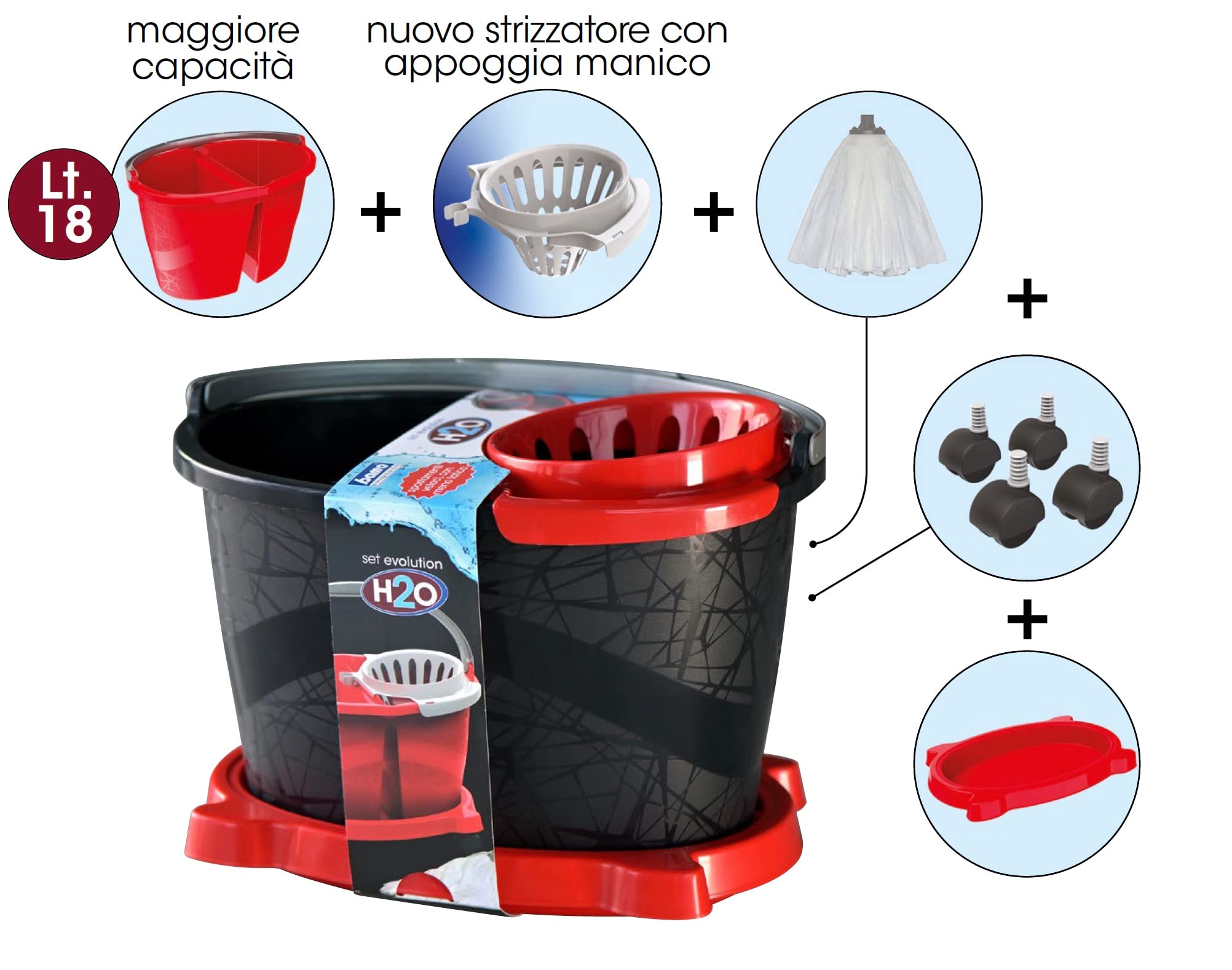 Set DE Nettoyage - Seau H2O Evolution avec Chariot ET MOP
