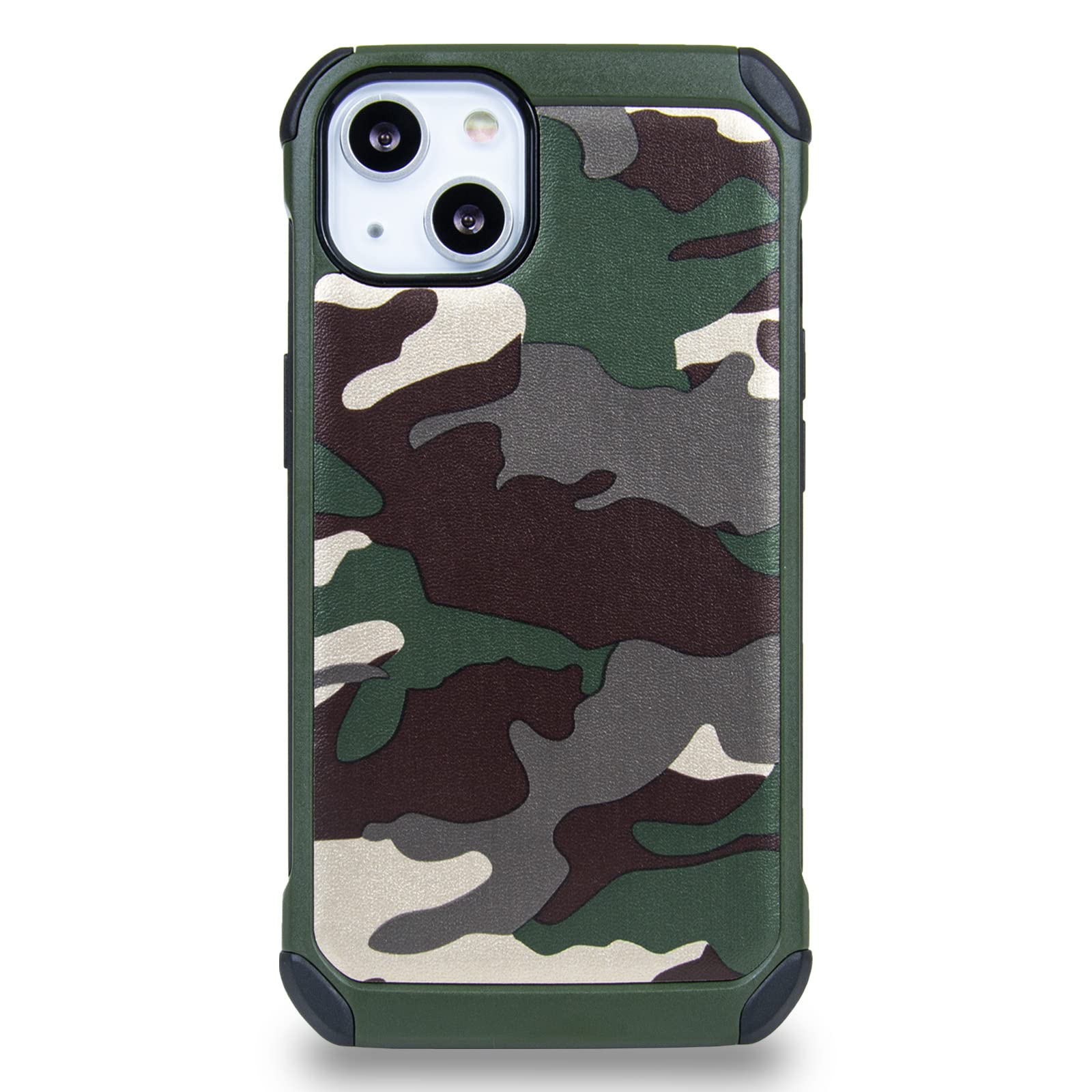 ChanroyCompatible with iPhone 13 Mini(5.4 inch) Case, Camo Series PC+TPU Hybrid Double Protection Hard Case, Shockproof Dustproof Tough case(Camo Green)