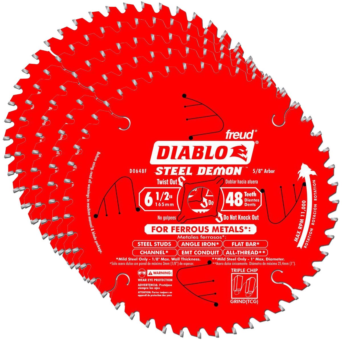 Freud Metal Cutting Saw Blade – 5-Pack, 5/8" Arbor, TiCo Carbide Teeth For Steel, Conduit, Rods