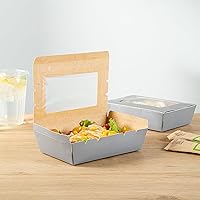 Vista 4 de Restaurantware Cafe Vision - Cajas desechables de 42 onzas para llevar, 200 cajas de papel para alimentos, bloqueo de bisagra, resistente a