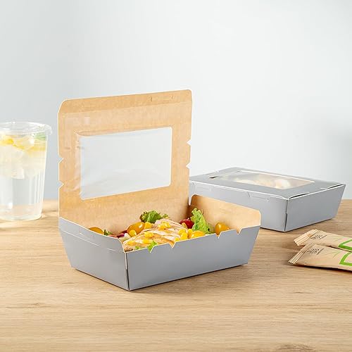 Miniatura 4 de Restaurantware Cafe Vision - Cajas desechables de 42 onzas para llevar, 200 cajas de papel para alimentos, bloqueo de bisagra, resistente a la