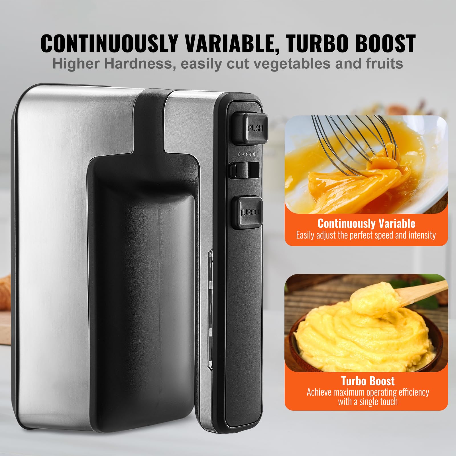 Happybuy 100W Cordless Electric Hand Mixer – Portable Handheld Mixer with Continuously Variable Speed, Turbo Boost & Storage Bag – Ideal for Baking, Whipping, Dough Mixing & Cream Beating