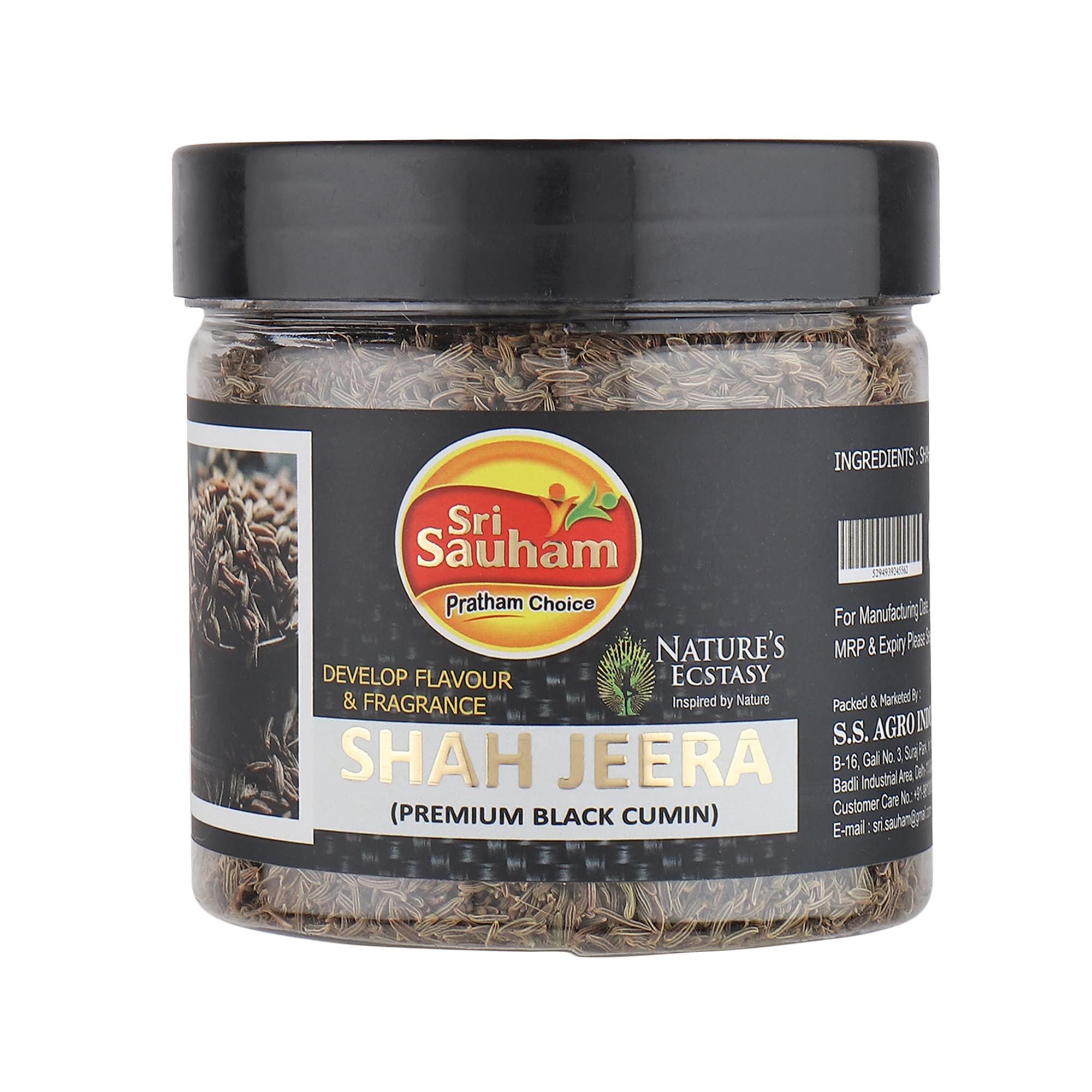 Sri Sauham Hand-Selected Shahi Jeera/black Cumin Seeds-kali jeeri Perfect for Enhancing Your Dishes | Freshly Harvested black Cumin Seeds/Jeera - Perfect for Spices and Cuisine- 150Gr (Pack Of 1)