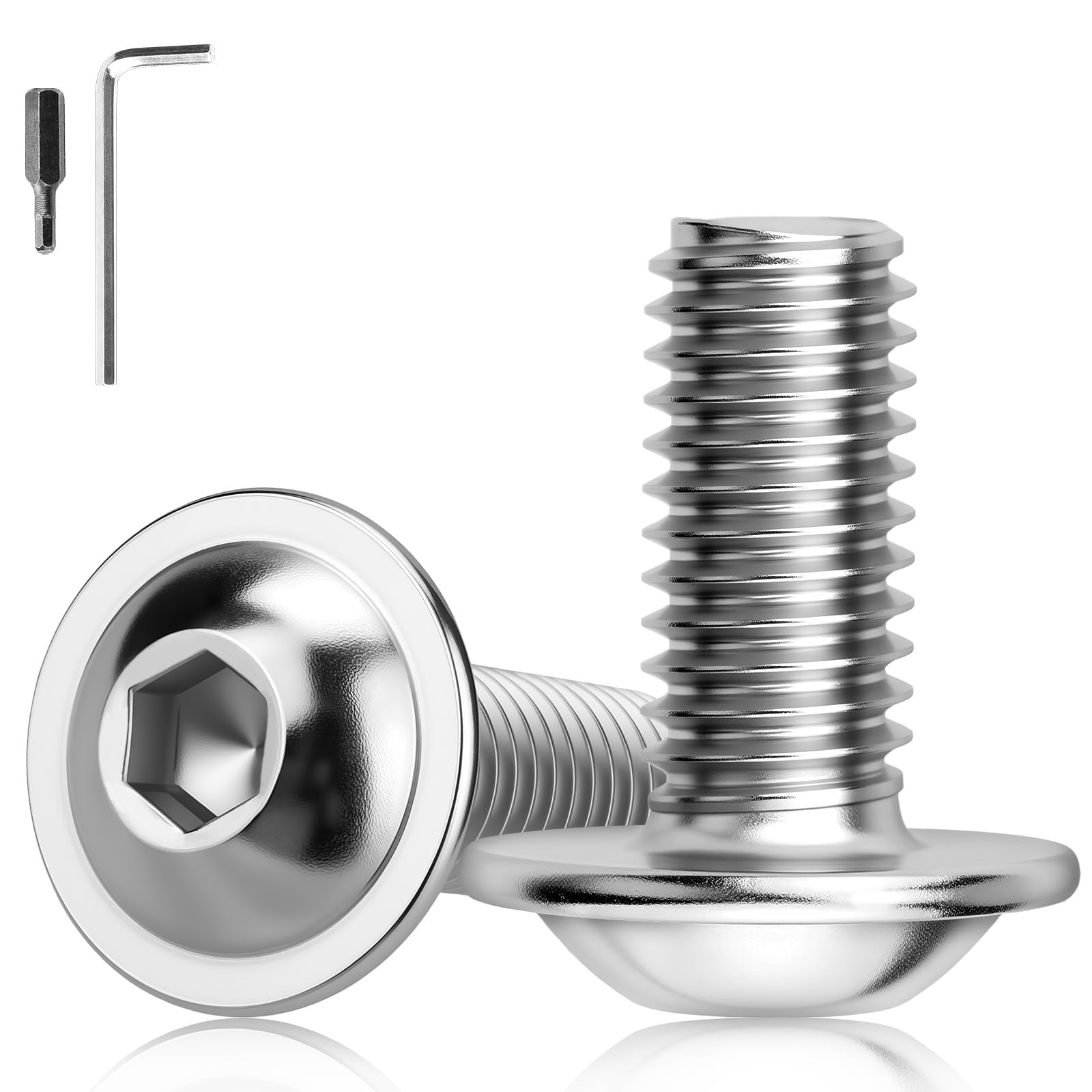 XRXYMQ 15 Pcs Bolts M8 x 16mm Flanged Button Head Screws 304 Stainless Steel Full Thread with Torx Key Head Socket Cap Screws for DIY Model Building Vehicles Table Legs