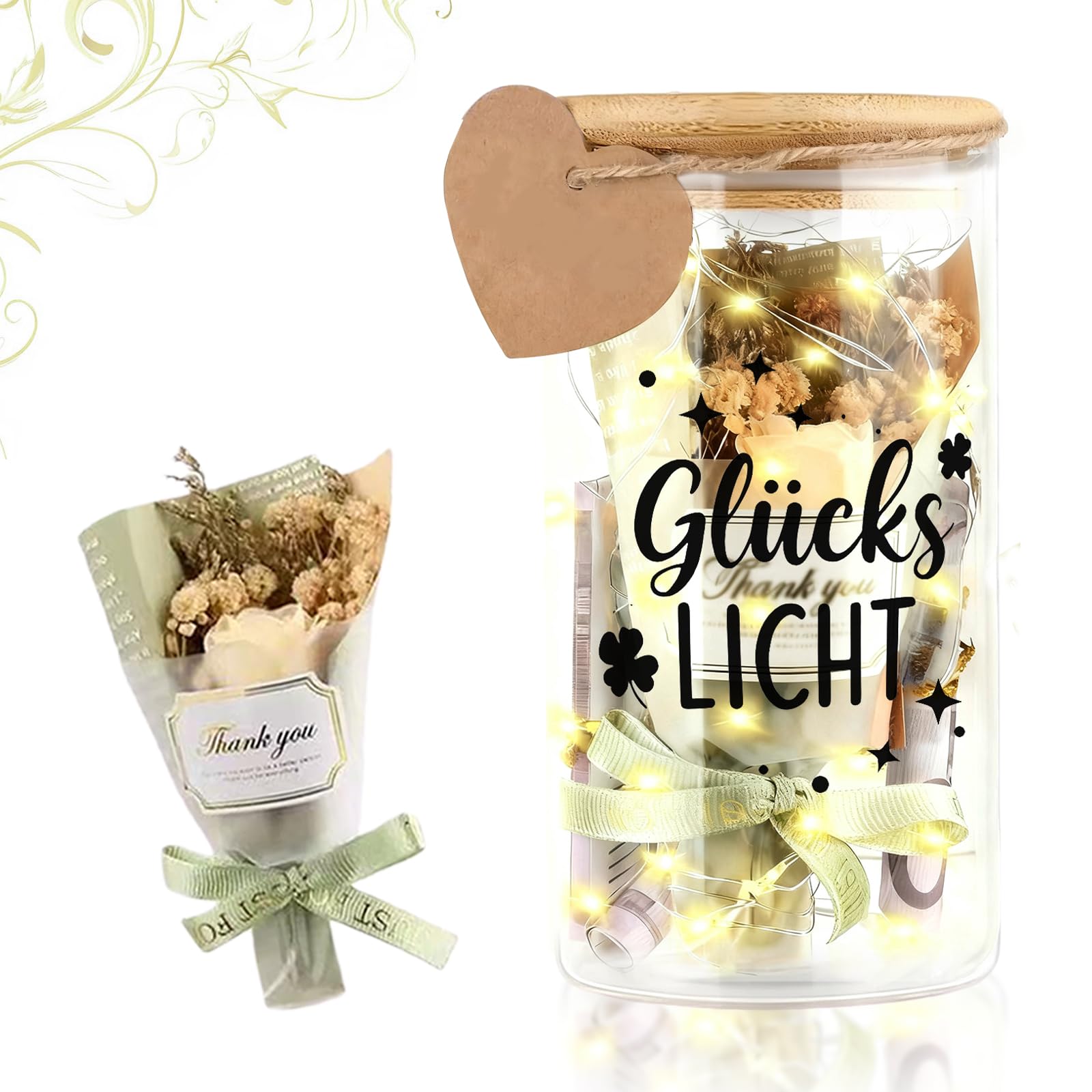 SPERMUOY Glückslicht LED Flaschenlicht Geldgeschenke Geburtstag,Beste Freundin Geschenke für Frauen,LED Flaschenlicht mit Spruch Glückslicht für Frauen Geburtstag Weihnachten [Energieklasse A+++]