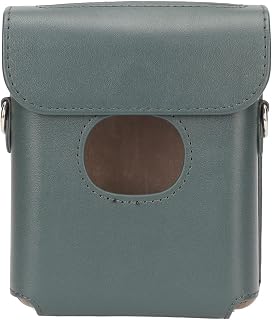 Qukaim Funda de transporte de piel sintética, vintage, antiarañazos, con correa para el hombro, para impresora de smartphone Square Link, color verde oscuro, multicolor