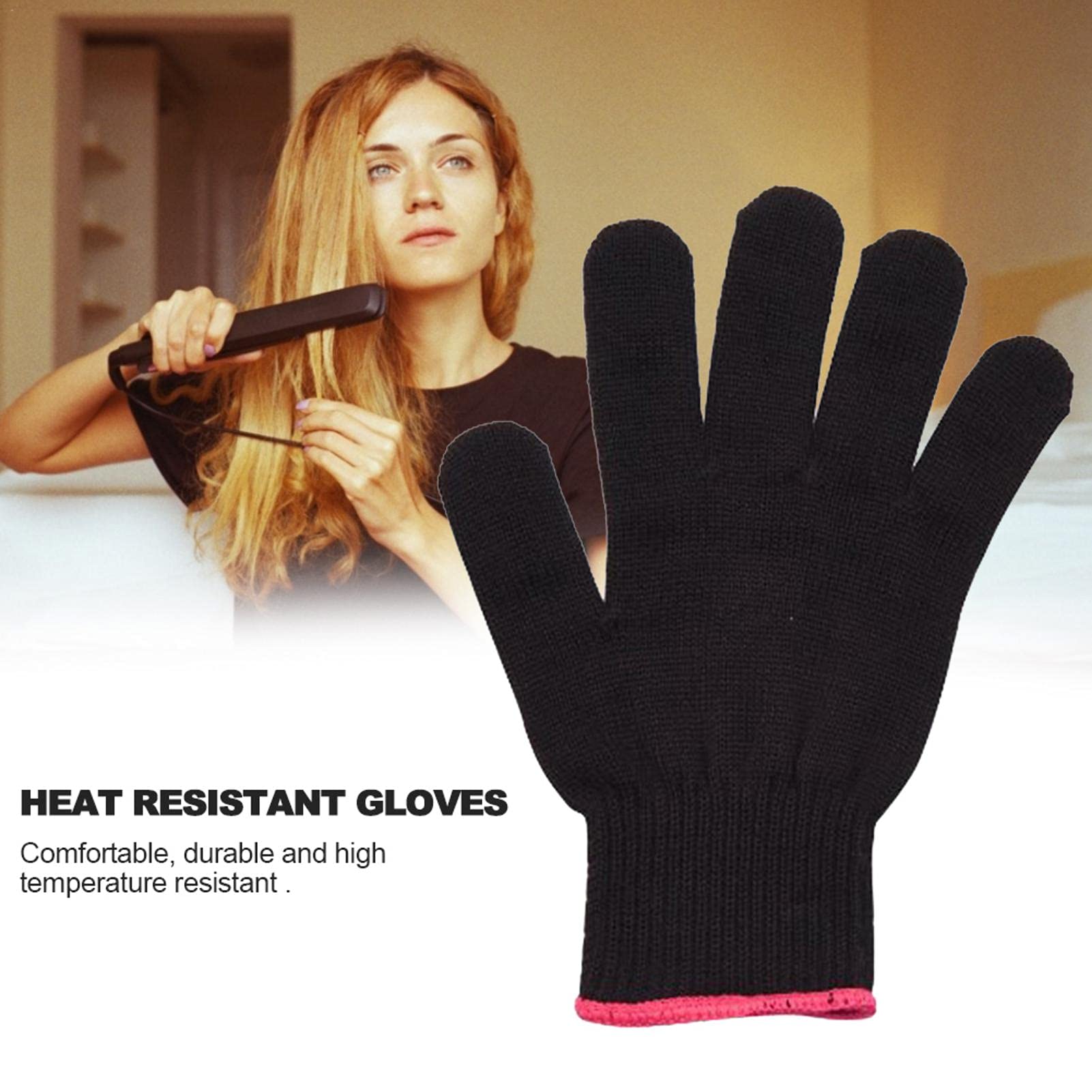 Gant Anti Chaleur Coiffure, Gants Résistants À La Chaleur, Gant Coiffure Chaleur Reutilisable Professionnel Coiffeur, pour Coiffer Cheveux avec Fers À Lisser/Boucler/Cuisine/Travaill 1