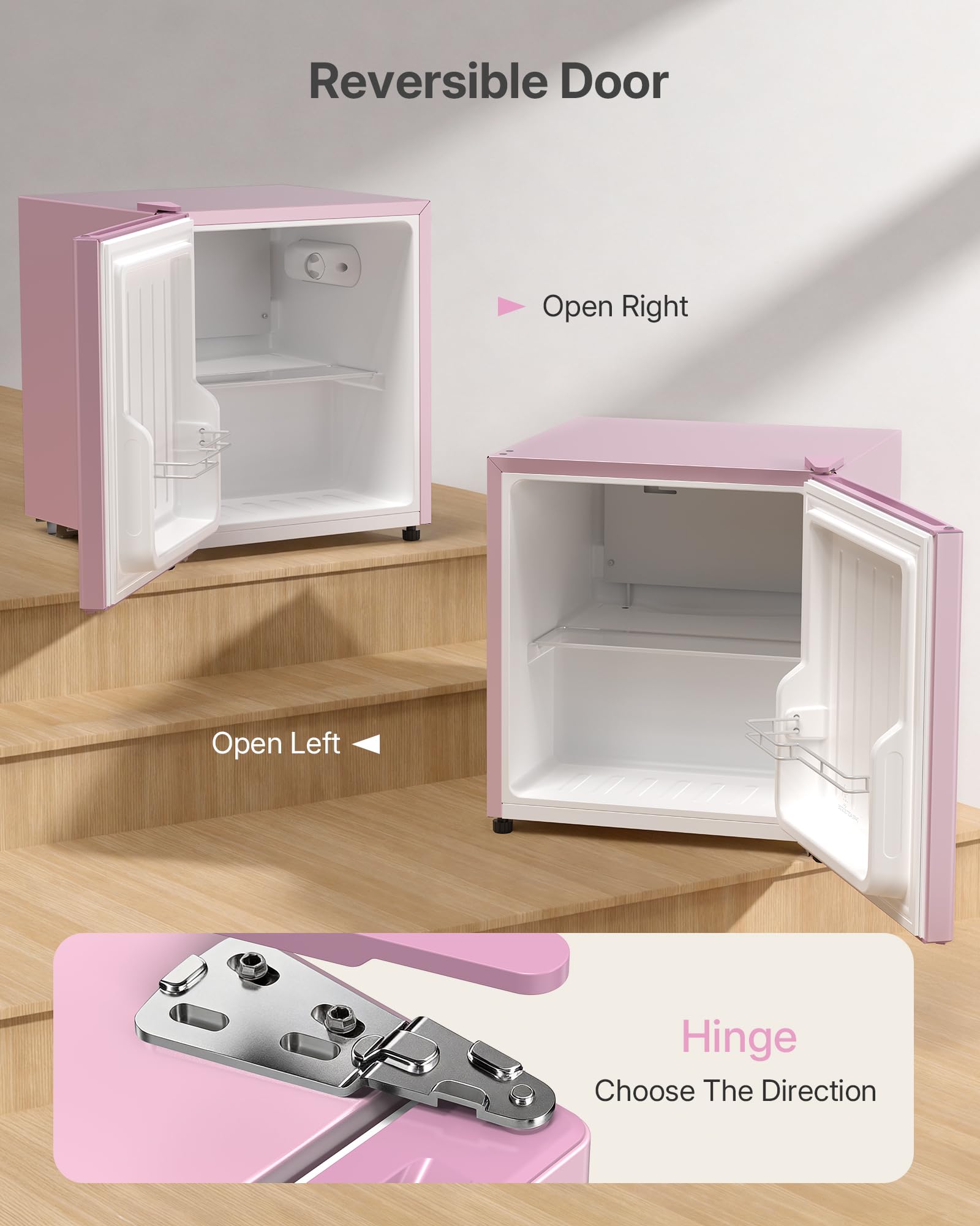Upstreman 1.5 Cu.Ft All-Refrigerator Mini Fridge, Single Door Small Refrigerator, Dorm Fridge With 7 Adjustable Thermostat, Compact Refrigerator For Office, Bedroom Or Dorm, Pink-Cr16 on Fridge.com - View 6