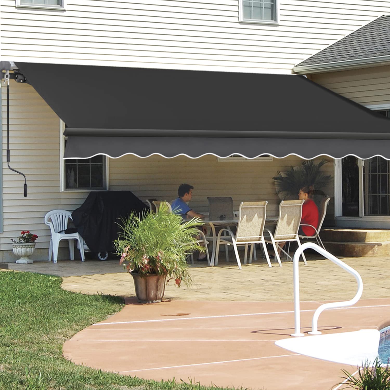 Amazon.de: Sekey Gelenkarmmarkise Alu Nicht-elektrisch Markise Wandmontage  350x250cm Windfest Sonnenmarkise mit Kurbel, 280g/ Polyester Sonnenschutz  Wasserdicht Markisenstoffe, Anthrazit