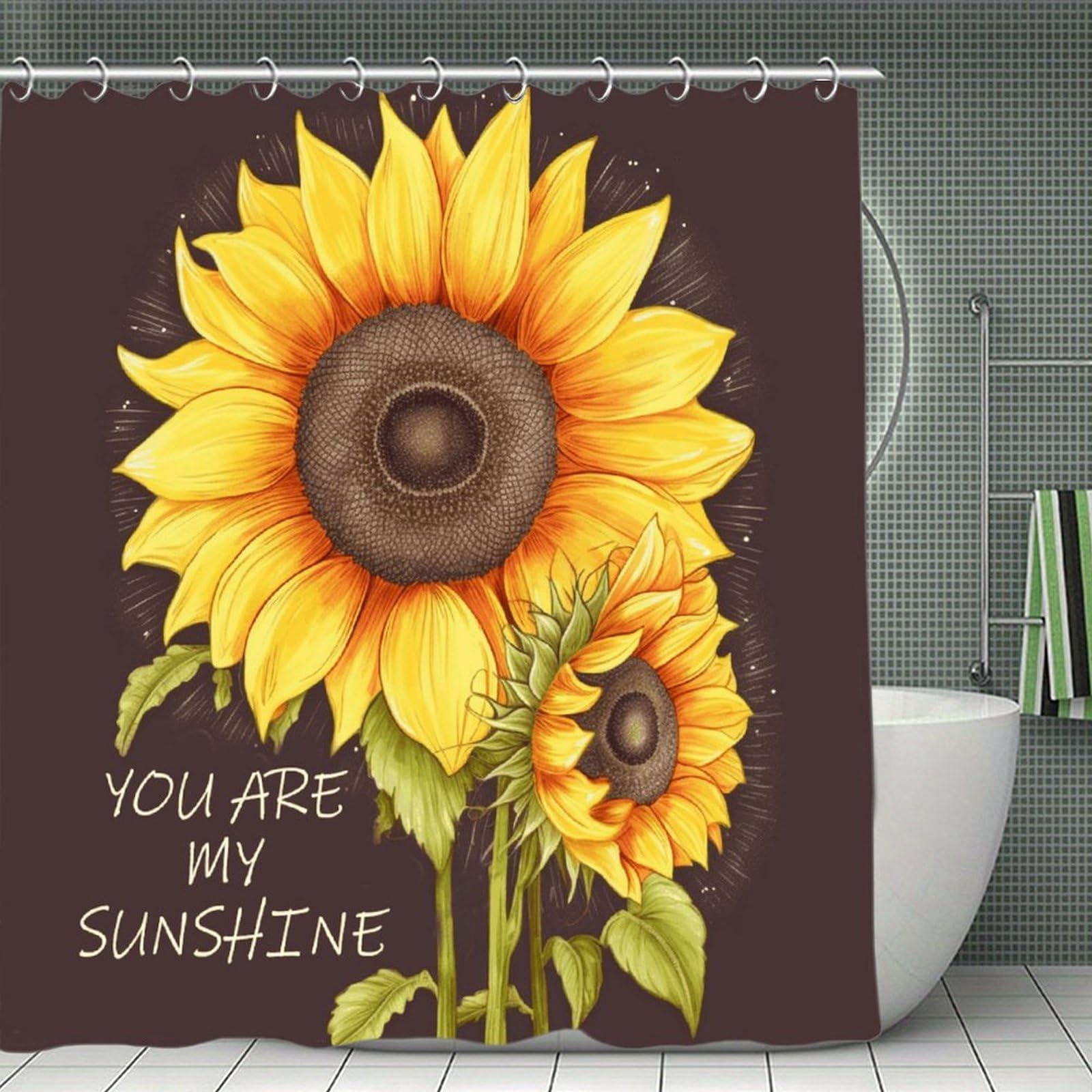 FekiLoot You are My Sunshine Sunflower Shower Curtain Thick Weighted Shower Curtain Classic Unique Bath Curtains Heavy Duty Long Showers Curtains for Bathroom Bath Tubs Machine Wash 70.8"x70.8"