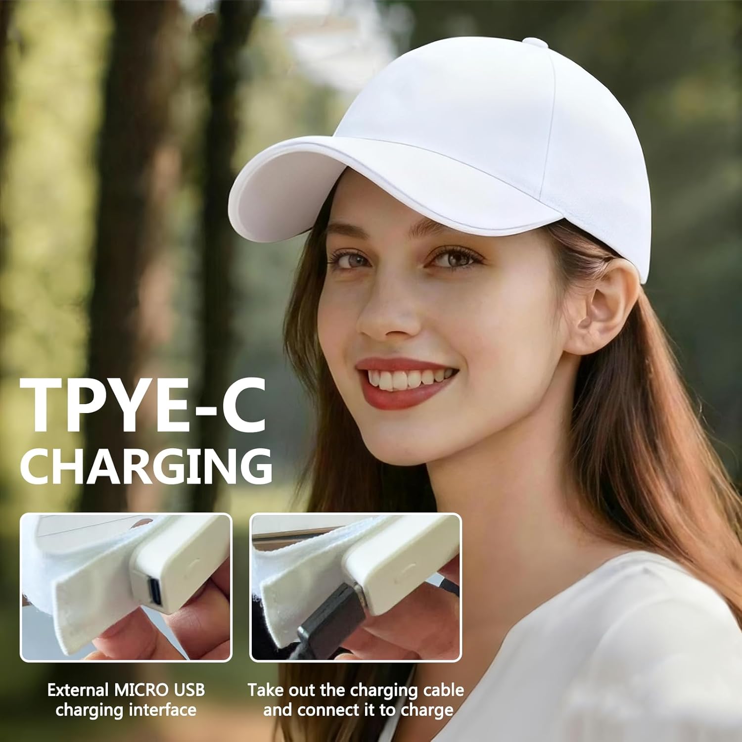 USB Charging Light up Fiber Optic Hat LED Hat with 7 Colors Luminous Glowing EDC Baseball Cap White - Image 6