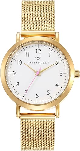 Wristology 2 Sizes Easy Change Band Numbers Watch Metal Mesh Band - Interchangeable Stainless Steel Strap - to Read Analog Nurse with Second Hand