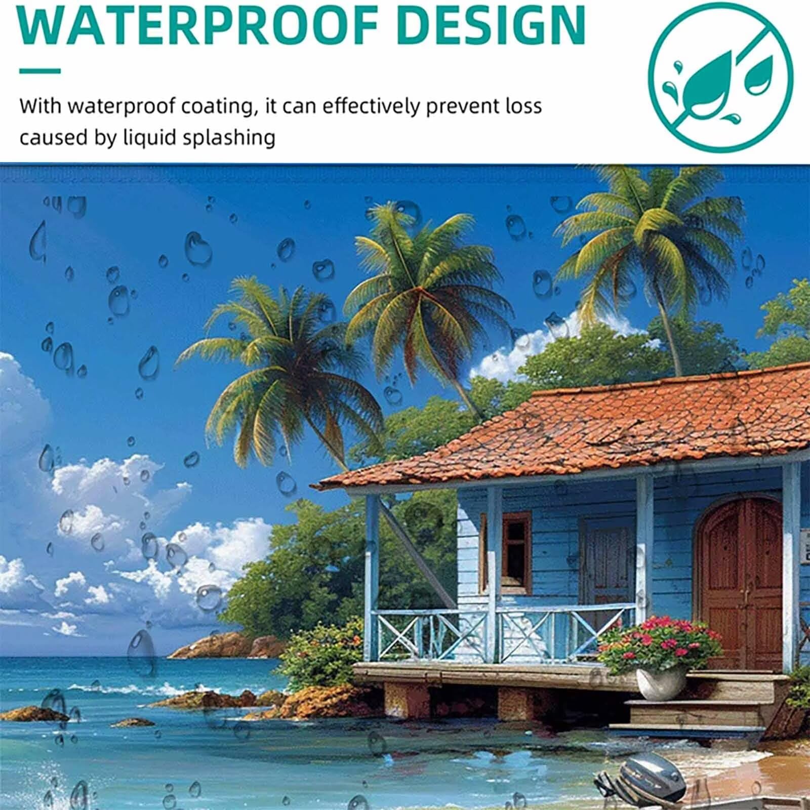 Biała podkładka pod mysz XXL 1200 x 600 mm, wodoodporna podkładka pod mysz ocean wzór szyte krawędzie design akcesoria biurowe antypoślizgowa gumowa podstawa powierzchnia dla graczy, biurko -hjw2506UN