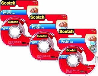 Scotch Mounting, Fastening & Surface Protection Scotch Removable Poster Tape, 3/4 x 150 Inches, 3 Pack, 109-3