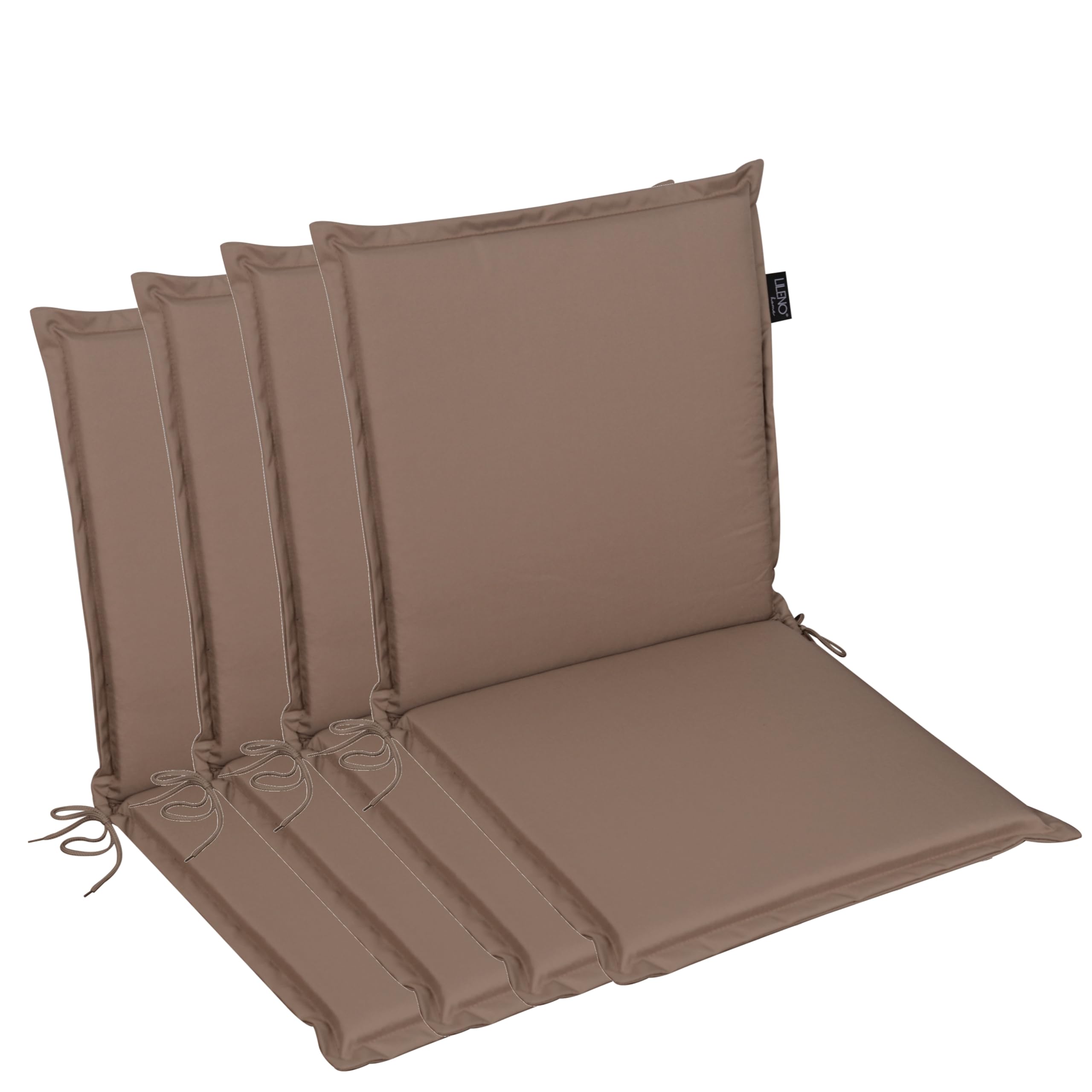 LILENO HOME MIA - Cuscini per sedia da giardino, set da 4 pezzi, con schienale basso, colore: tortora