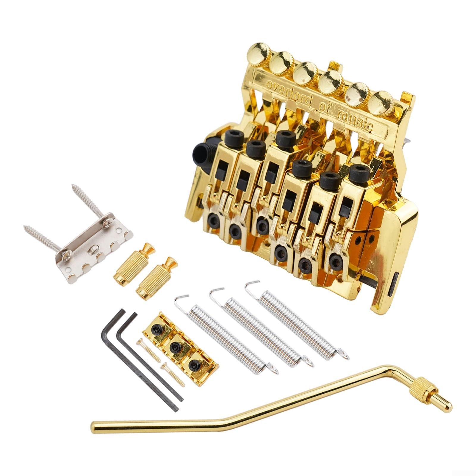 Tremolo Bridge Double Locking, Tremolo Bridge Set For Electric Guitars, Electric Guitar Floyd Rose Double Tremolo Bridge Assembly, Floyd Rose Style Bridge Double Tremolo Kit(Gold)
