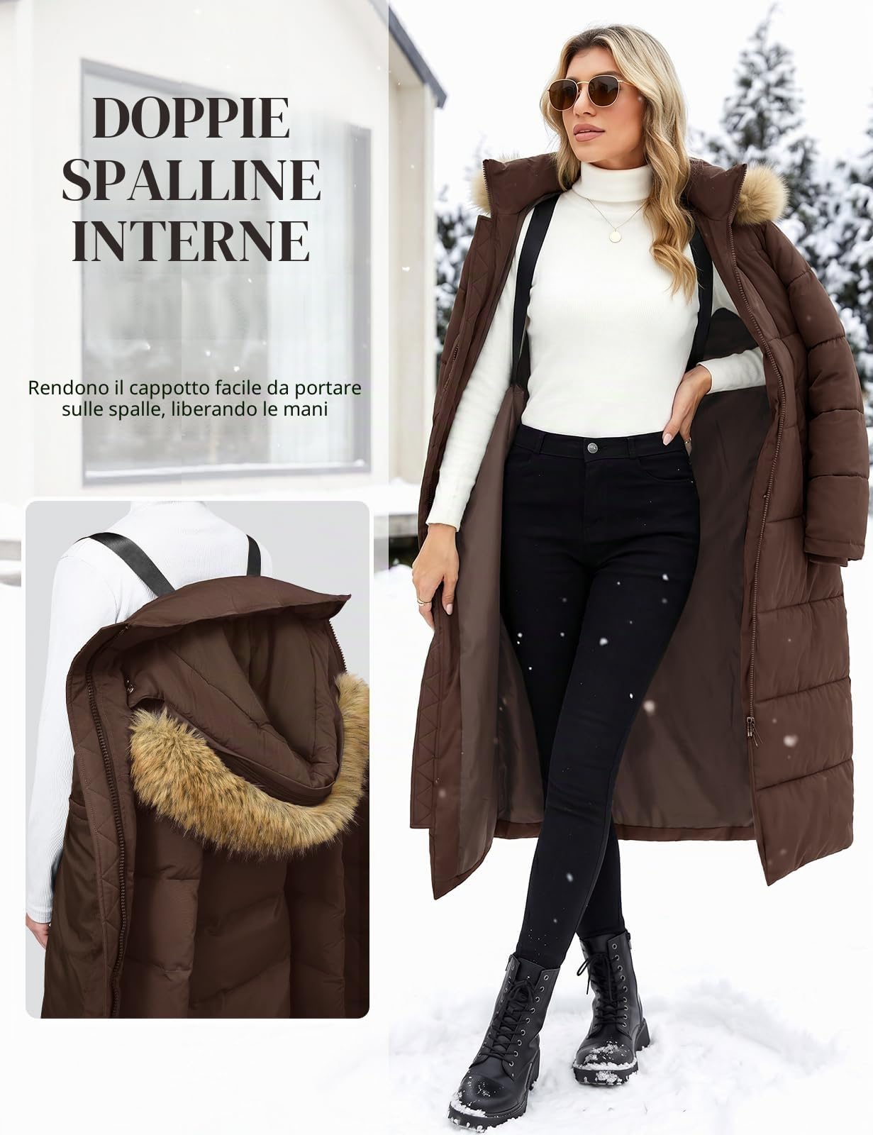 Tuopuda Cappotto Donna Lungo Invernale Giubbotto Giacca Cappotti Imbottita Caldo Addensare il cappotto Parka Giacche con Cappuccio Trapuntato Giaccone Outwear Antivento Cappotti