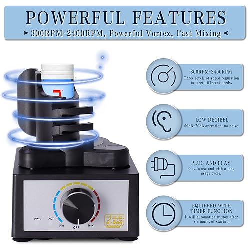 Miniatura 3 de Mini mezclador de vórtice, mezclador de pintura modelo manos libres, 300  2400 rpm, agitador de velocidad ajustable de tres etapas, mezcla adecuada