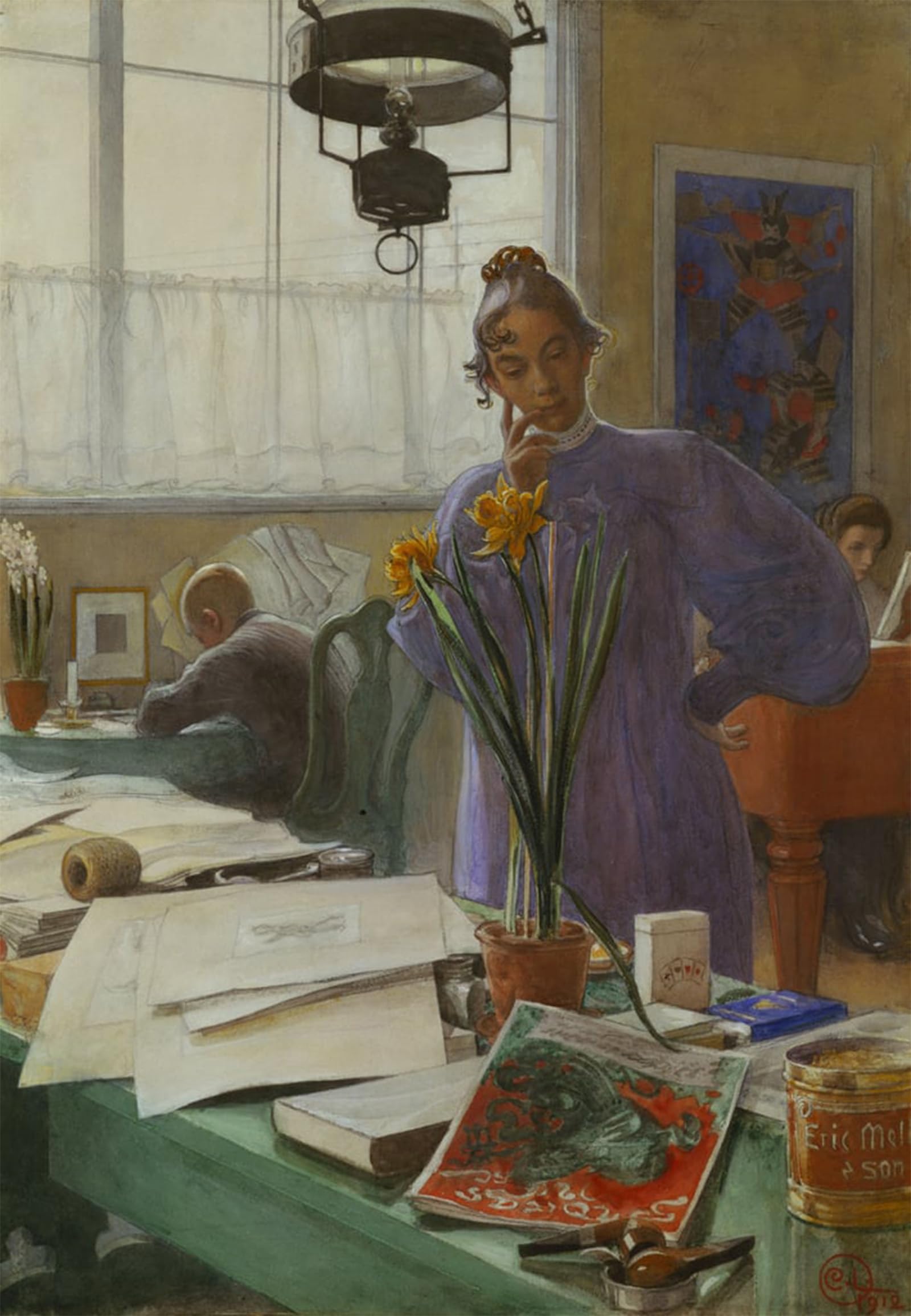 ARTXLXXBN Famous Painting Canvas Artwork Graffiti Print My wife by Carl Larsson Portrait Canvas Image for Home Decor 60x90cm