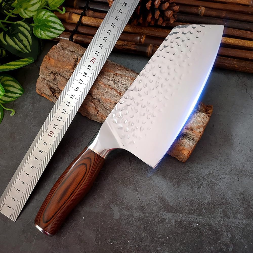 Meat Cleaver,Cleaver Knife 7-inch Cleaver Knife High Carbon Steel Butcher Knife Wood Handle Chef Kitchen Knives Sharp Chopping Vegetable Meat Chinese Knife, LAMAJIGA5844