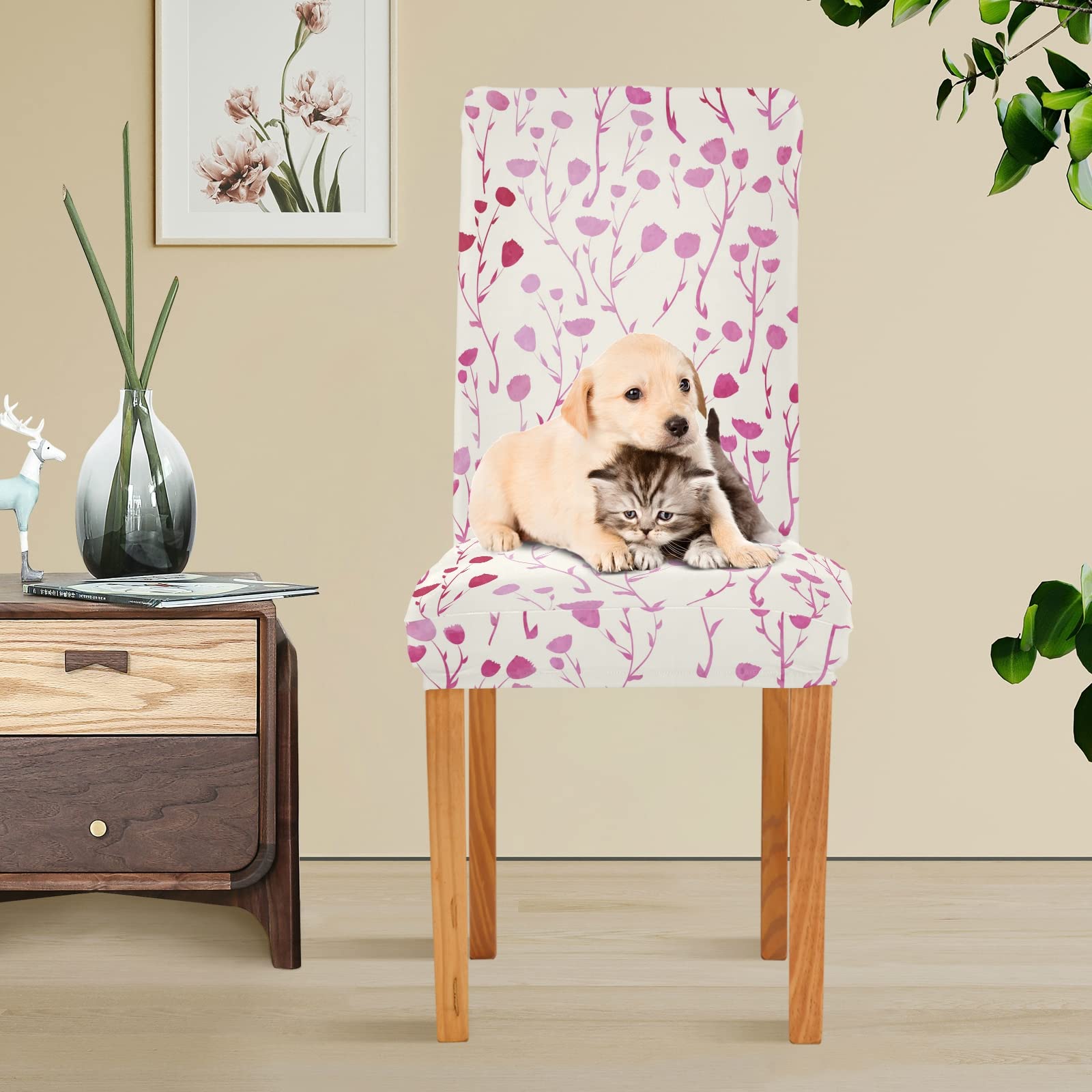 1/2/4 pezzi Coprisedia per sedia con fiori selvatici primaverili