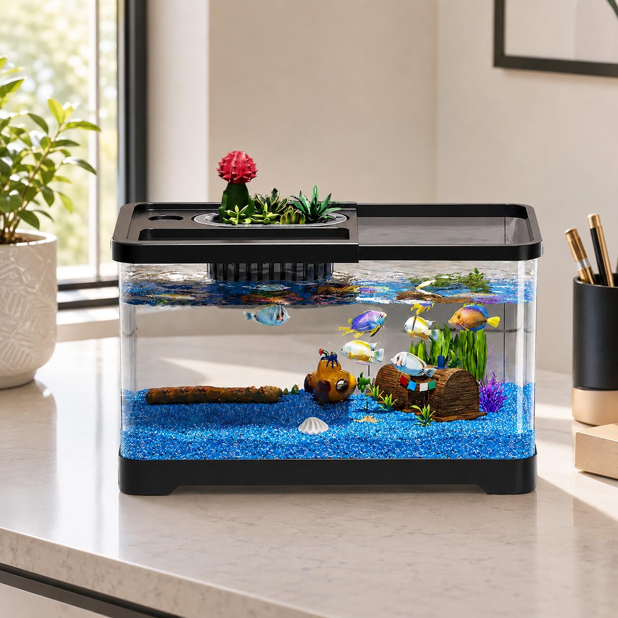 Starter kit per acquario in vetro da 10 galloni con luce LED e filtro