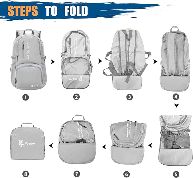 ZOMAKE Mochila para Senderismo 35L Plegable Resistente al Agua miniatura 6