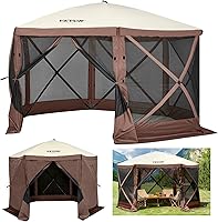 VEVOR 10x10ft 6-Sided Pop-Up Gazebo Screen Tent with Mosquito Netting, 6 Removable Wind Panels & Mesh Windows for Camping Patio