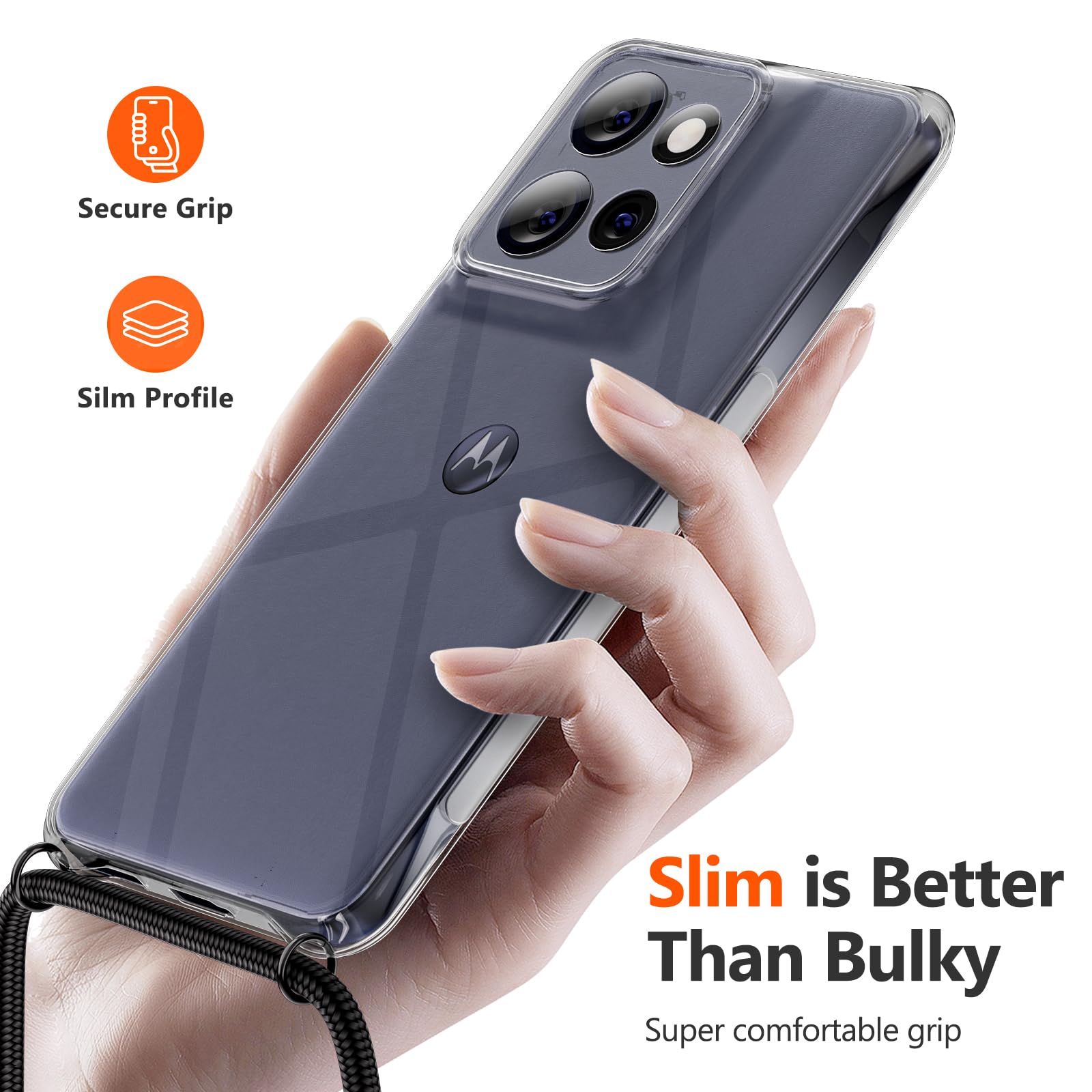 Etui na długim pasku, kompatybilne z Motorola Edge 60 Neo/Edge 50 Neo, przezroczyste, silikonowe, ochronne, odporne na wstrząsy, odporne na zarysowania, przezroczyste, z tworzywa TPU, zielone