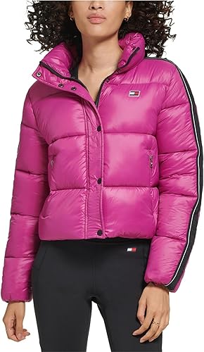 Miniatura 4 de Tommy Hilfiger Chaqueta acolchada con bolsillos con cremallera para mujer, manga acolchada con logotipo